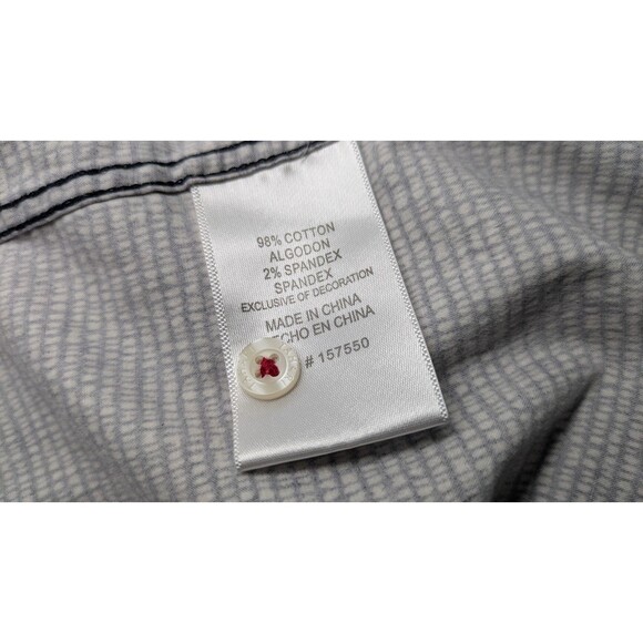 TAHARI Mens S Blue White Print Shirt Pointed Collar Stretch Cotton Casual Work - Picture 6 of 6